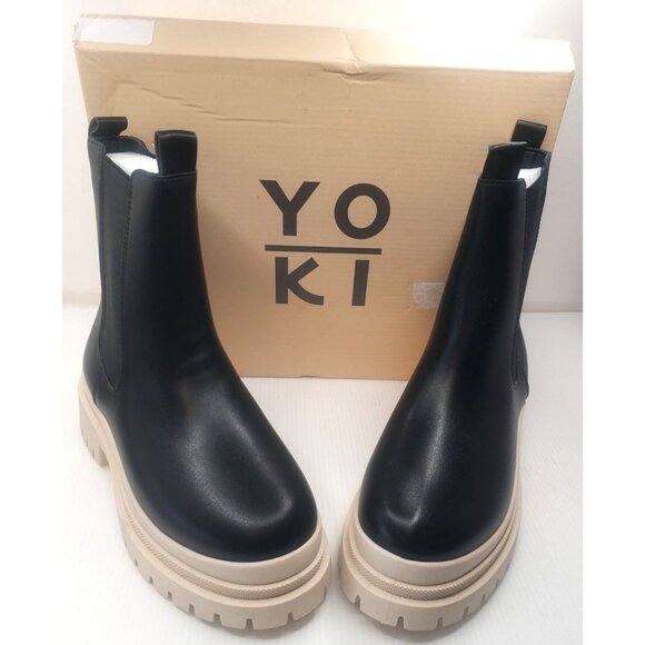YOKI Women's Duck Rain Boot Black/Beige Style Arko-2 Size 7 - Picture 1 of 6
